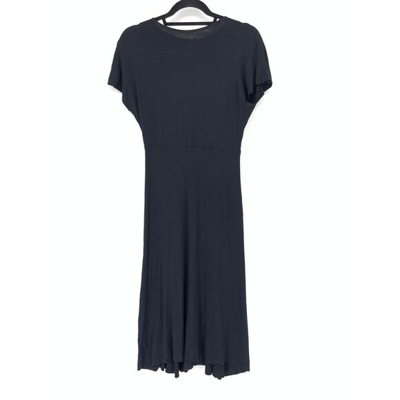 Rachel Pally Dress Women's Size Small Black Midi Round Neck Short Sleeve Ruffle - Picture 1 of 7